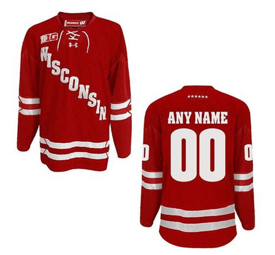 Men's Wisconsin Badgers Custom Red Stitched Jersey